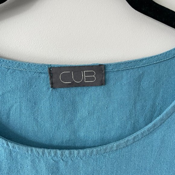CUB Blue Linen Knee-length Shift Dress - Picture 7 of 9
